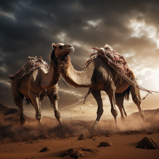 AI generated: A camel with one head and two bodies.